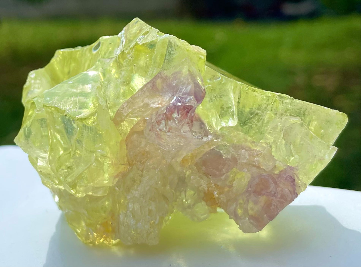 Rare et puissant ANDARA Français Electric Green / violet ~ 128 g | French Andara crystal 6D