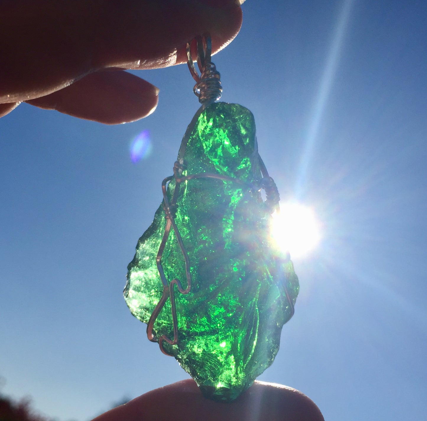 Pendentif ANDARA Vert SeaFoam Gaïa 25 g ~ minéraux et cristaux