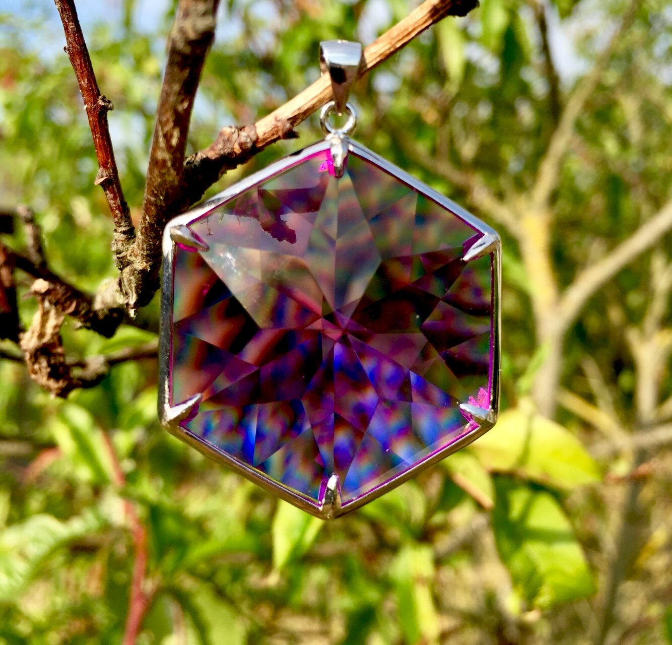 Pendentif ANDARA Coeur radiant Flamme Violette 15 g