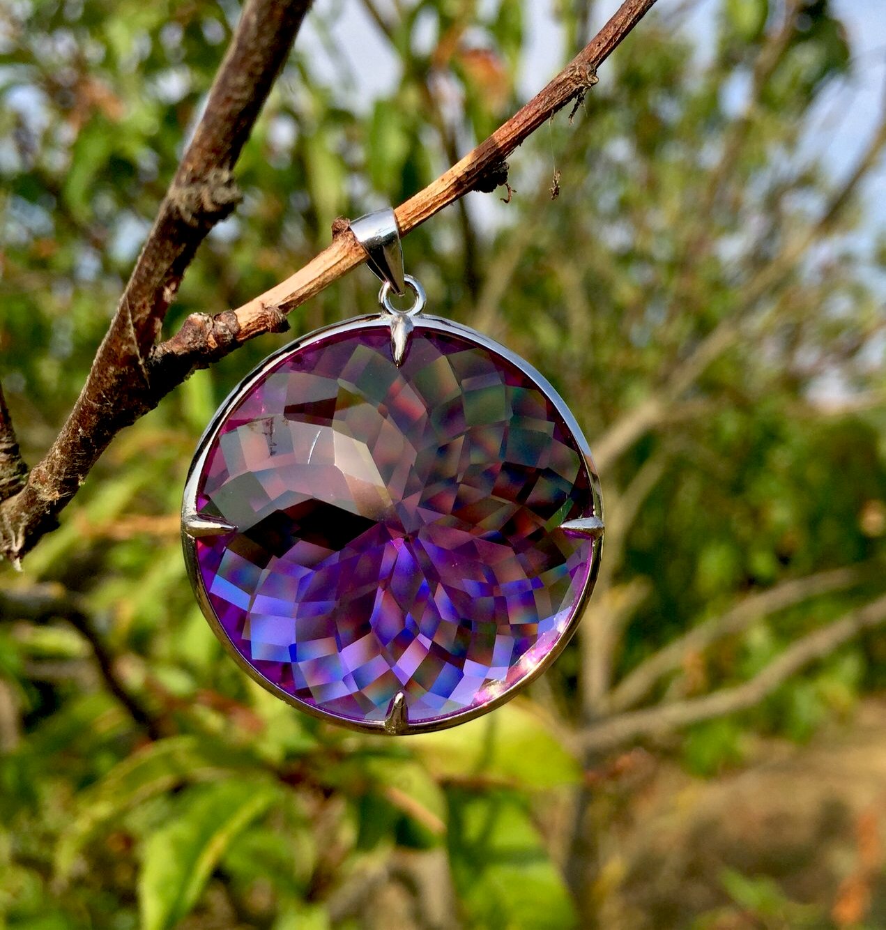Pendentif ANDARA Fleur de vie Flamme Violette 13 g