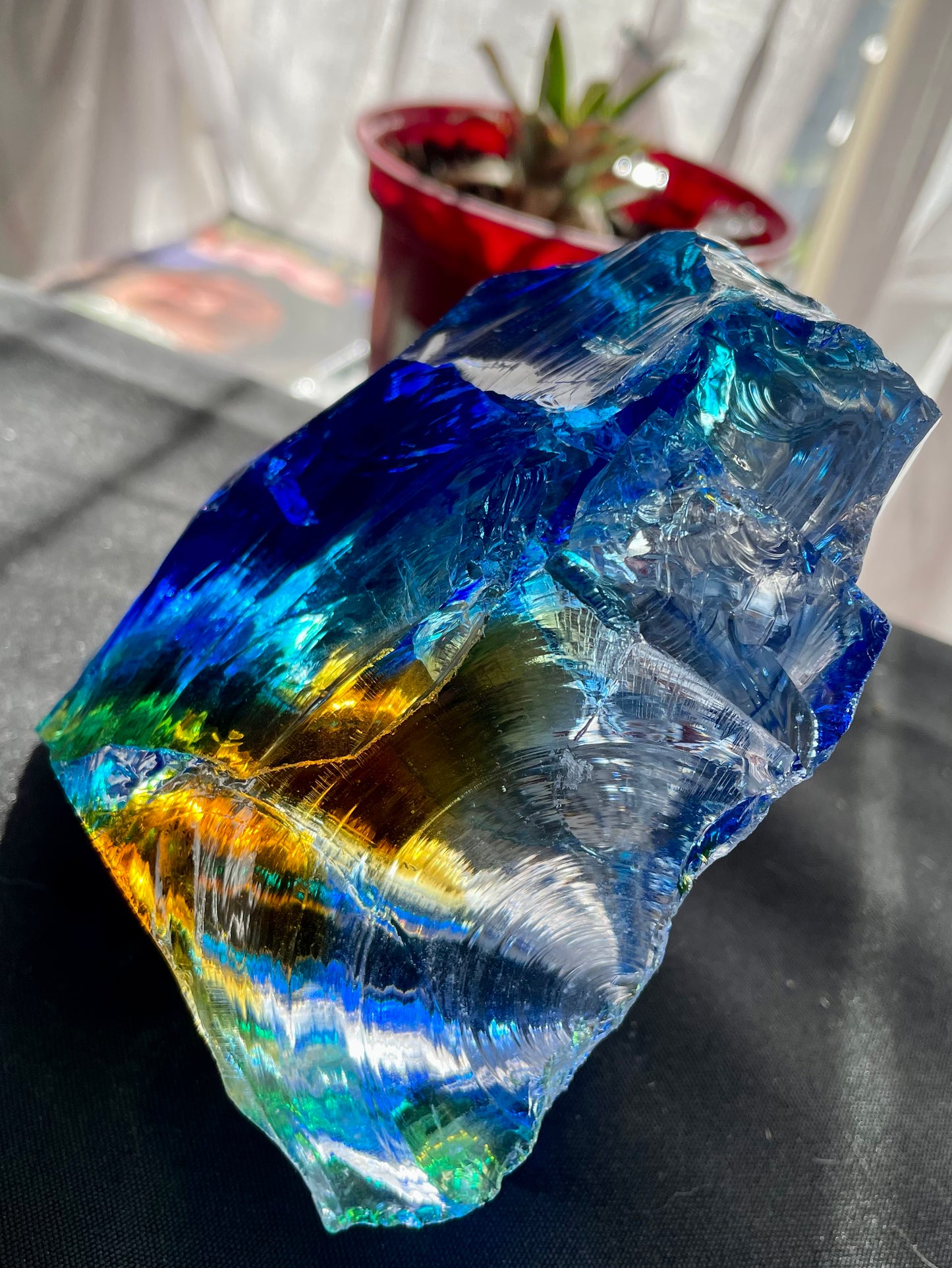 Rare ANDARA• ALTAR Temple Rainbow Bleu 2176 g | cristal quantique 5D