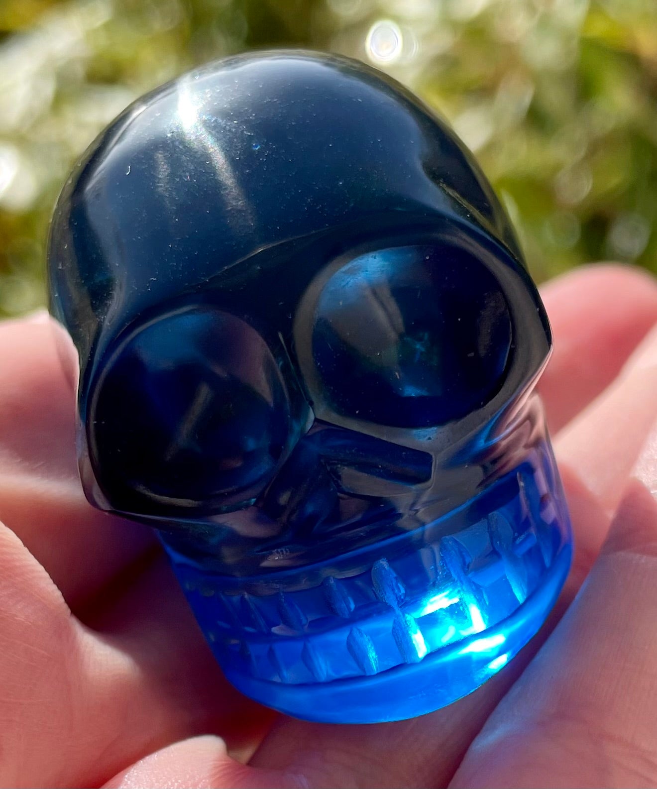 ANDARA onde de forme Crâne cristal Bleu 73 g