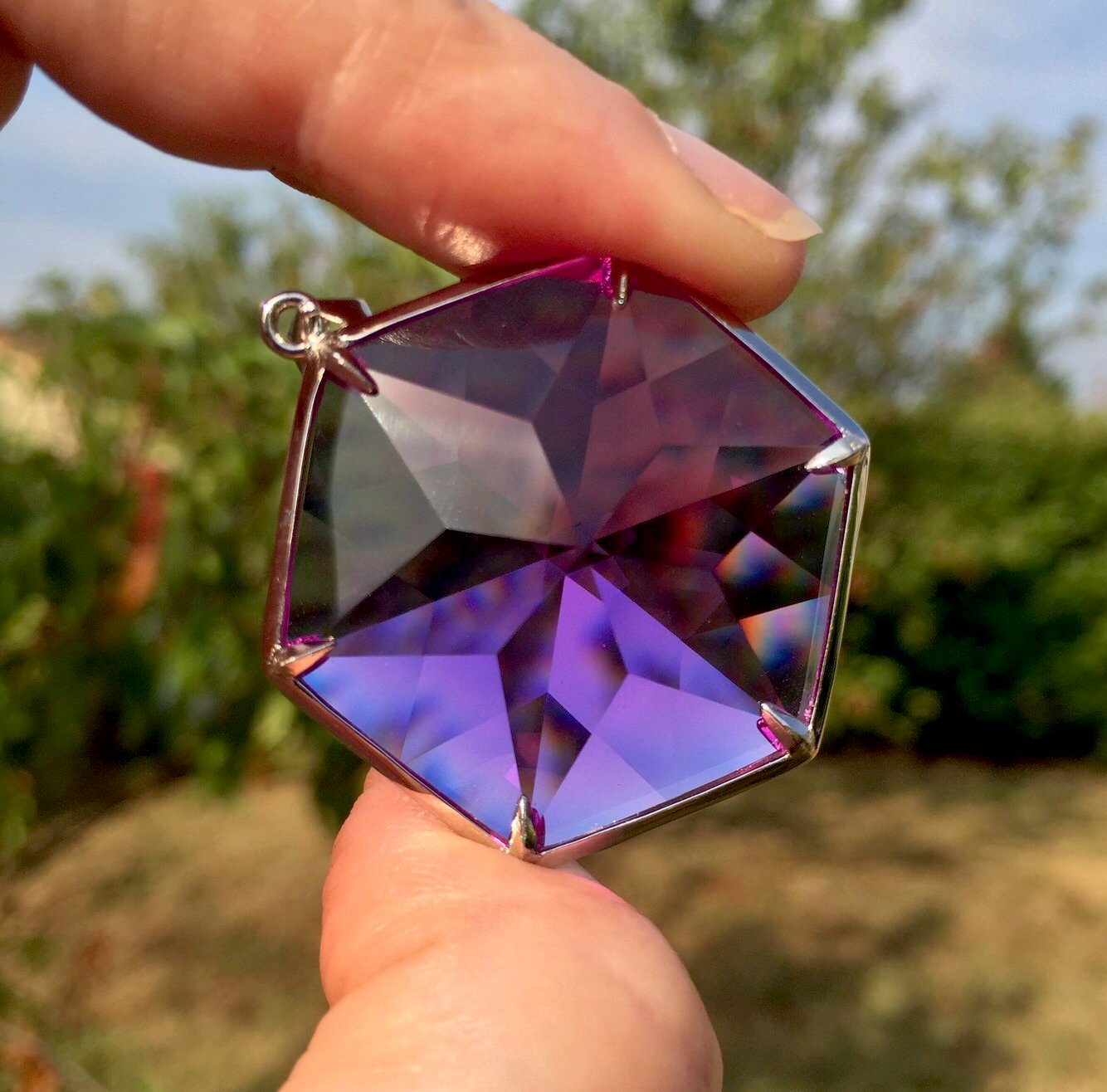 Pendentif ANDARA Coeur radiant Flamme Violette 15 g