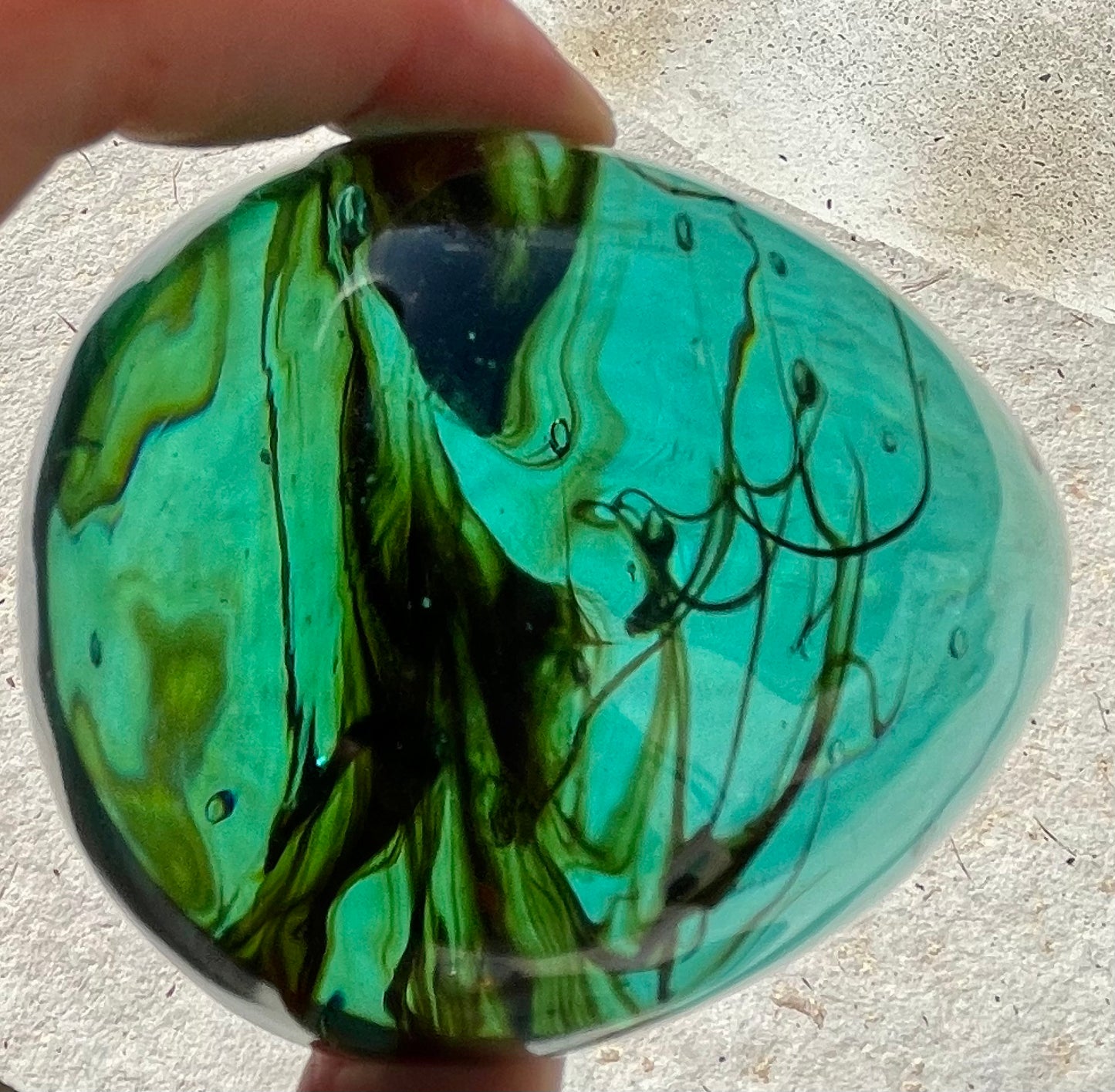 Rare ANDARA onde de forme oeuf Vert Aqua Chamane