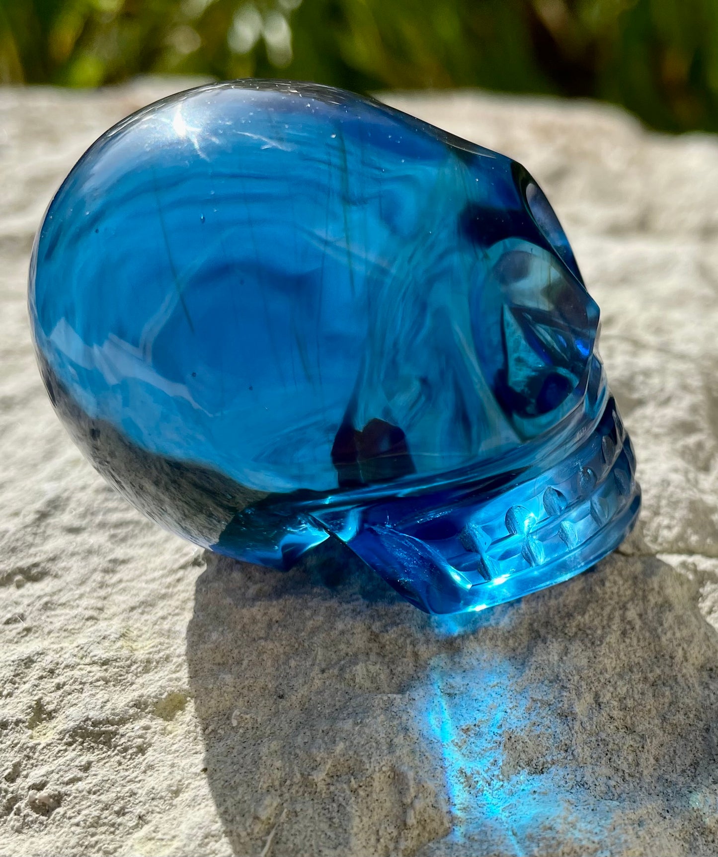 ANDARA onde de forme Crâne cristal Bleu 73 g