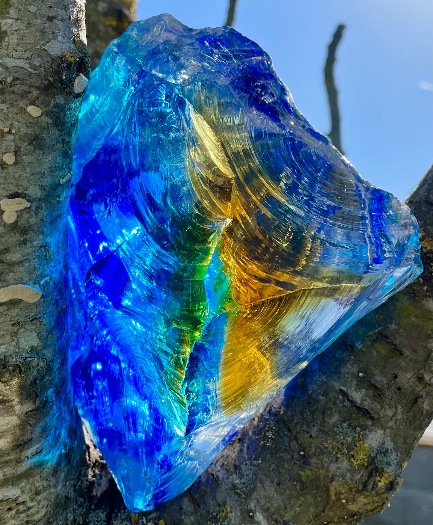 Rare ANDARA• ALTAR Temple Rainbow Bleu 2176 g | cristal quantique 5D