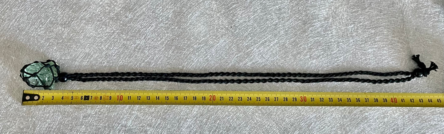 Pendentif macramé ANDARA vert d'eau 22 g  | Cristal 5D / 777 •