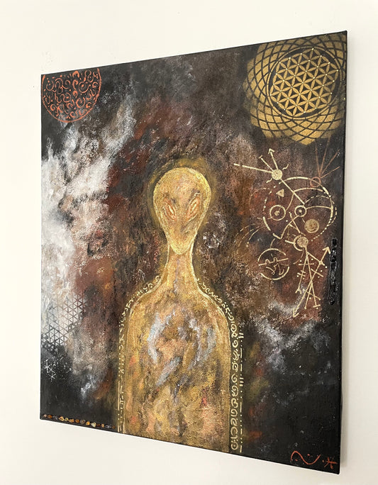 Golden Soldier of Light | Peinture vibratoire | Art Énergétique | Eclesiah, Nathalie Daout