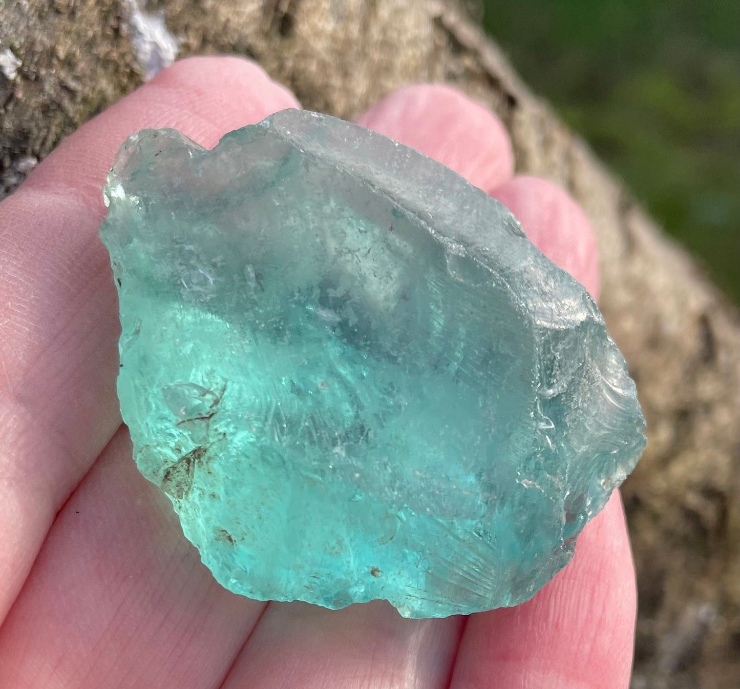 Rare Cristal bleu vert ETHERIUM ~ 28 g  | minéral Afrique ANDARA | R7