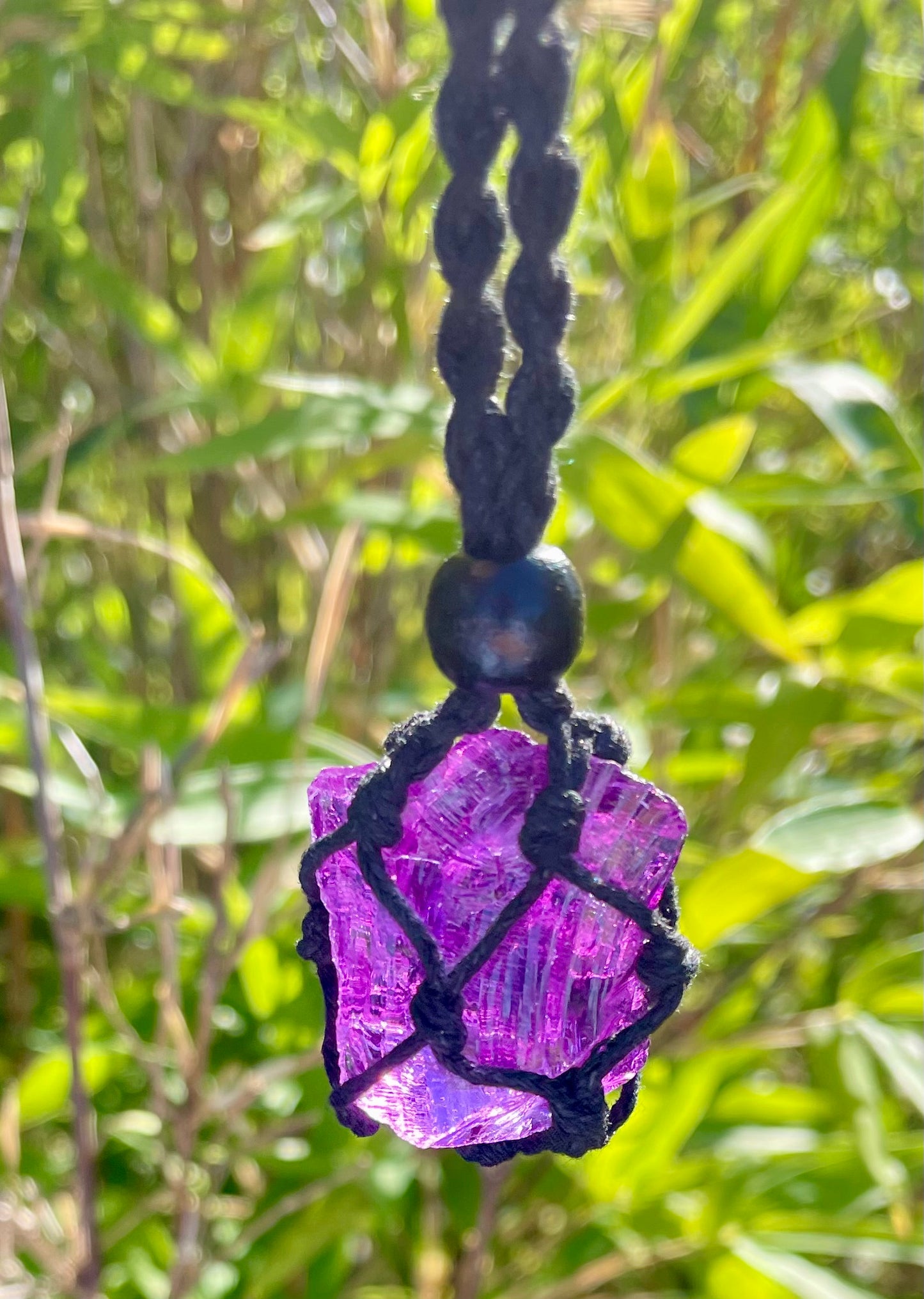 Pendentif macramé ANDARA transcendance violette 22 g  | Cristal 5D / 777 •
