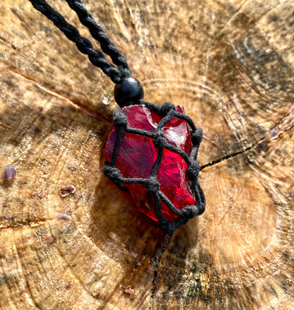 Pendentif d'intention : ANDARA ~ Fraise des bois Emeraude | 17 g