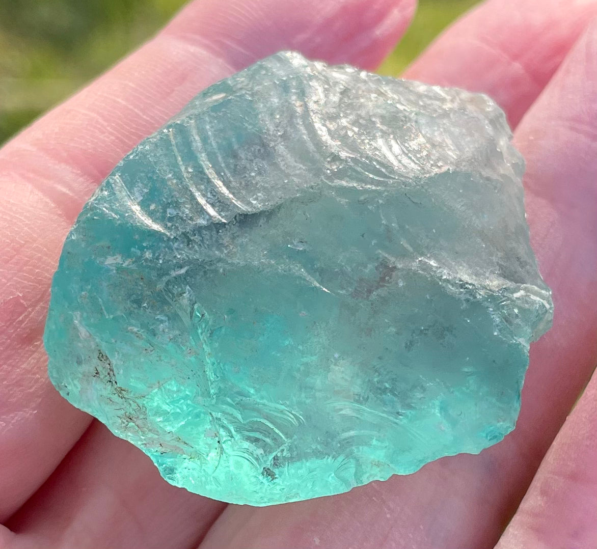 Rare Cristal bleu vert ETHERIUM ~ 28 g  | minéral Afrique ANDARA | R7