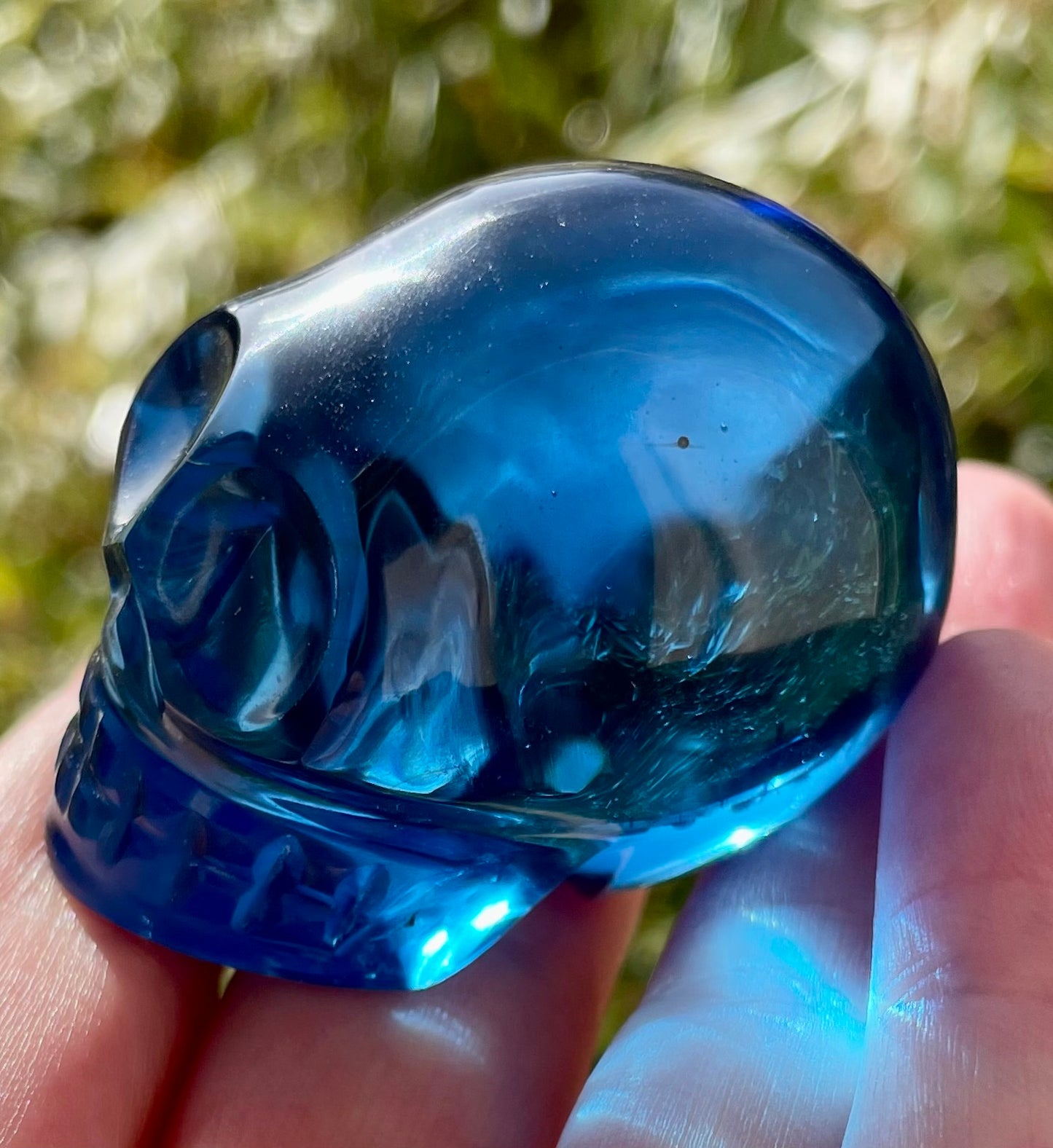 ANDARA onde de forme Crâne cristal Bleu 73 g