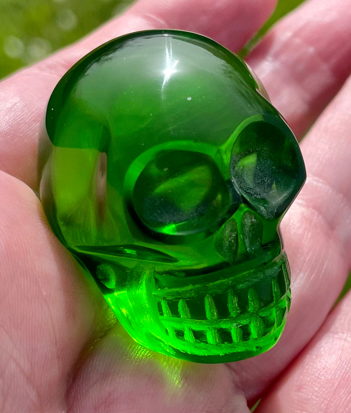 ANDARA onde de forme Crâne cristal Vert 59 g